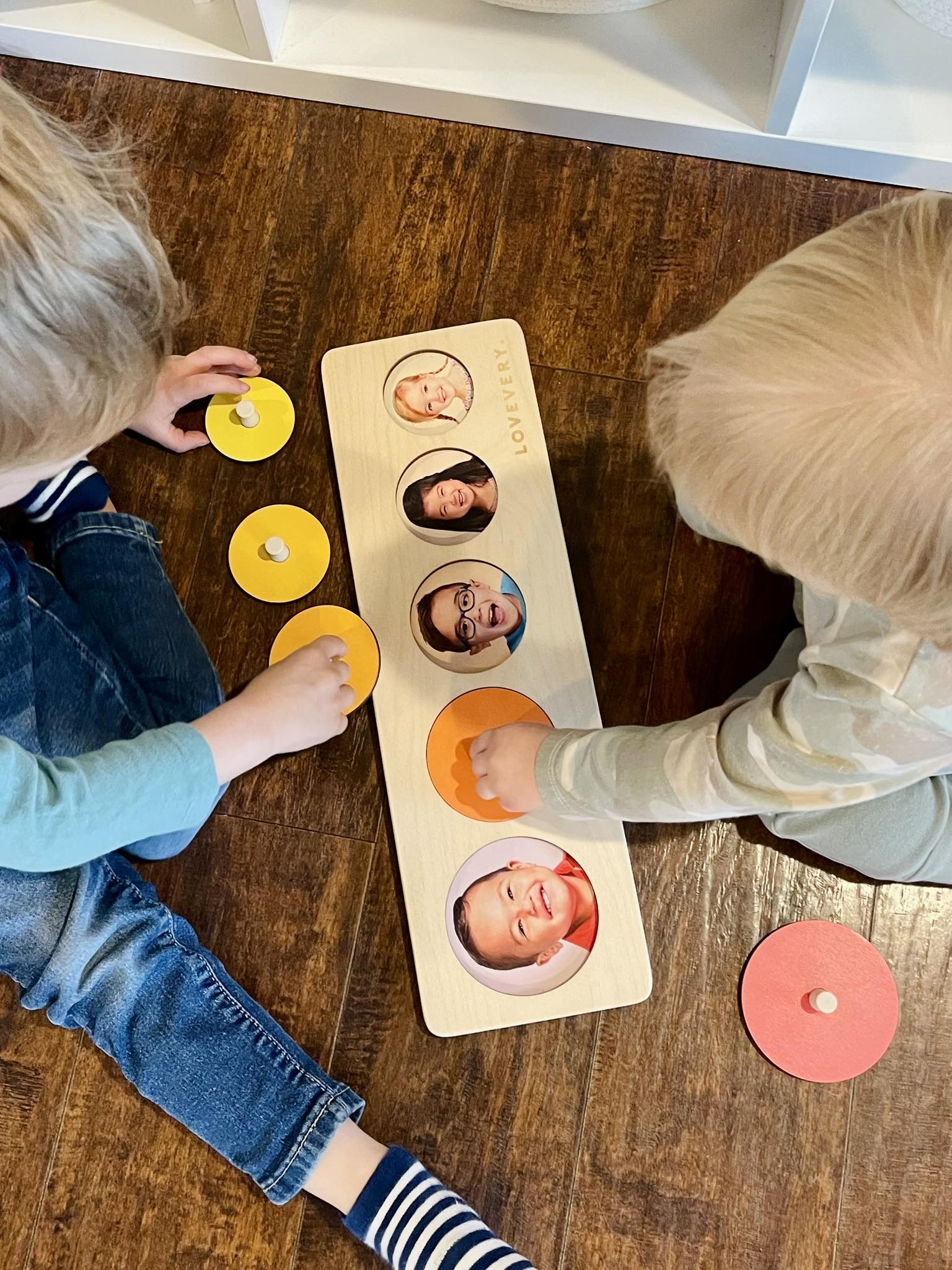 Children at work around a table